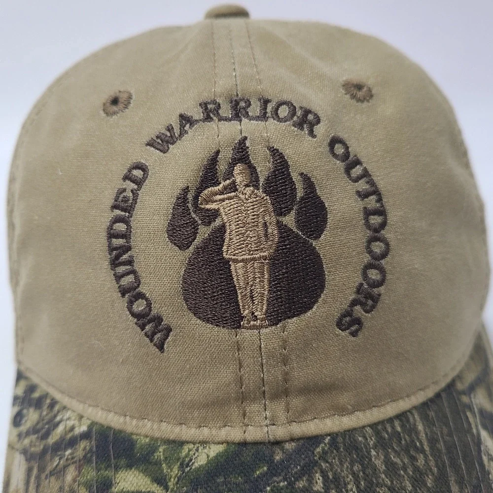 Wounded Warrior Outdoors Hat Strapback (Fits Small) Brown Camo Brim Casual Men‎
